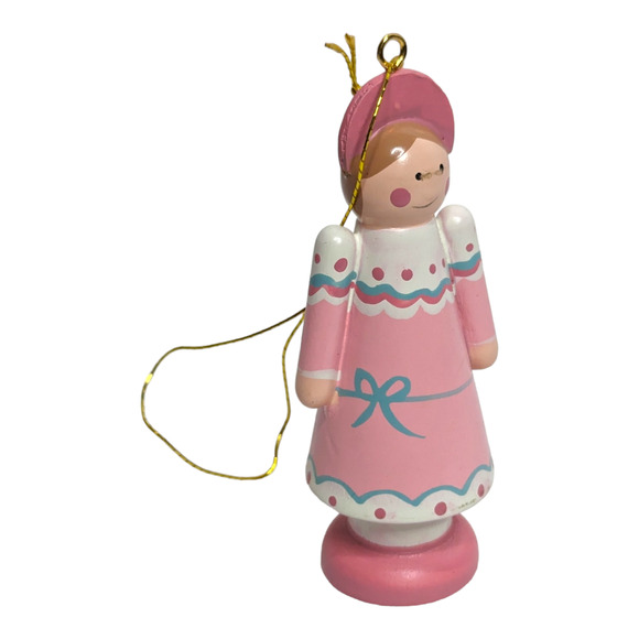 Avon 80s The Nutcracker 3in Clara Pink Vintage Wooden Christmas Ornament - Picture 9 of 9